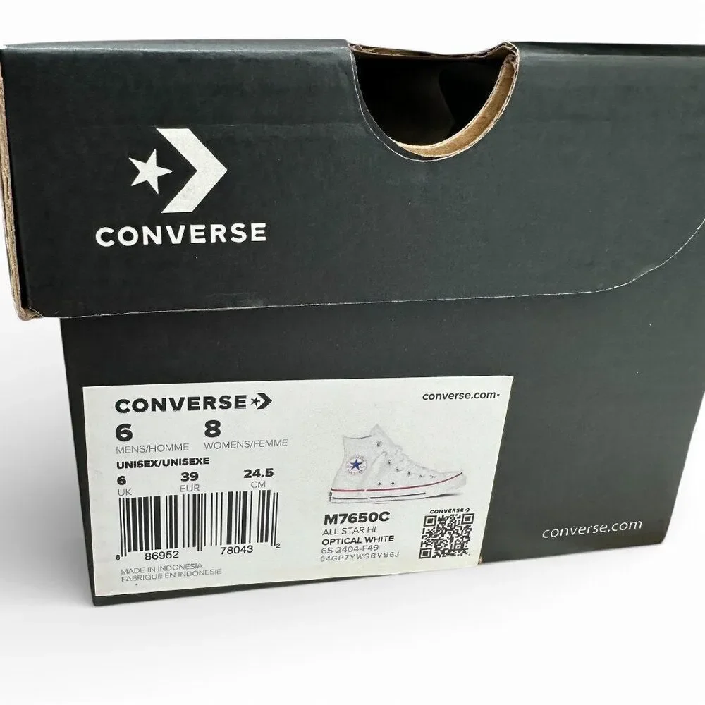 Converse Chuck Taylor All Star Hi Optical White M7650C Hi-Top Men’s 6 Women’s 8